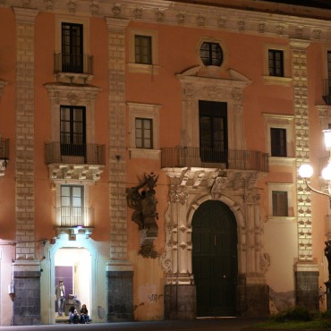 View of the palace by night