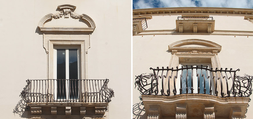 Balconi e decorazioni tardo barocche