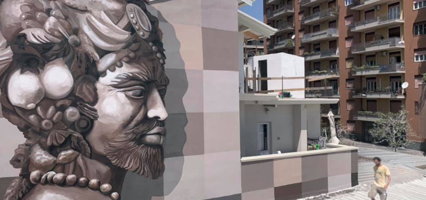Moro, murale in viale Alcide De Gasperi