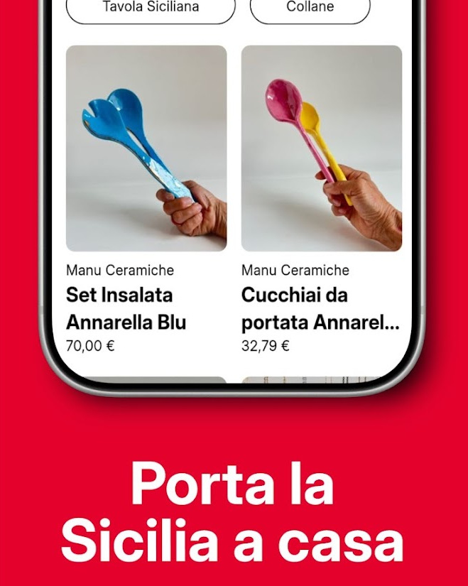 Catalog of handcrafted products in the We Love Sicily app